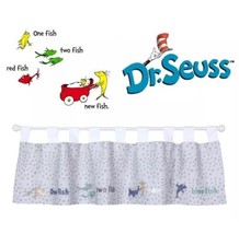 New Dr Seuss New Fish Kids/Baby Window Valance/Drape Embroidery Polka Do... - $19.25