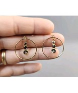 10K Yellow Gold Earrings Mystic Fire Green Topaz Hoop Dangle Earrings 1.... - $148.50