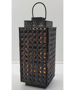 *MS) Metal and Amber Glass Tealight Candle Holder Lantern - £23.26 GBP