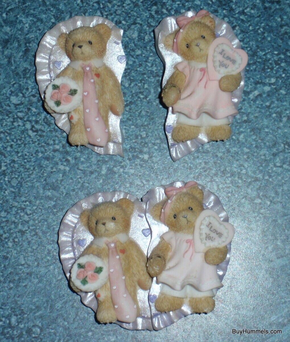 Lot of 2 Enesco Cherished Teddies Valentine Magnets 2004 Avon Exclusive 115674 - $31.03