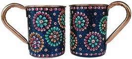 Pure Copper Handmade Outer Hand Painted Art Work Wine, Straight Mug - Cup 16 - £26.80 GBP