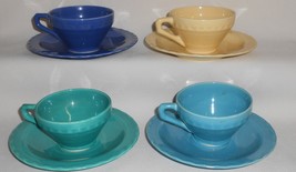 1930s Set (4) Vernon Kilnsa CORONADO PATTERN Cups &amp; Saucers MADE IN CALI... - $942.11 MXN