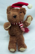 Vintage Russ Holiday Christmas Bear W/ Santa Hat 7&quot; Plush Stuffed Animal 1980&#39;s - £14.41 GBP