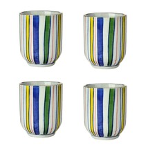 4Pcs Japanese Style Colorful Stripe Ceramic Teacups Small Straight Wine Glass 15 - £50.81 GBP