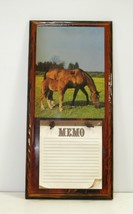 Vintage 1970s Memo Board Decoupage Horse Colt Long Wood Plaque 15x7 - £9.40 GBP