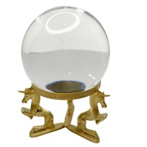 Vintage Crystal Ball Unicorn Stand Heavy Sphere Orb Fortune Halloween Se... - £157.86 GBP