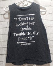 Harry Potter Gray Tank Top Women&#39;s Size Small I Don&#39;t Go Looking For Trouble GUC - £8.30 GBP