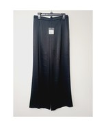St John Knits Silk Wide Leg Sharp Pleated Suiting Trousers Pants Black S... - $167.98