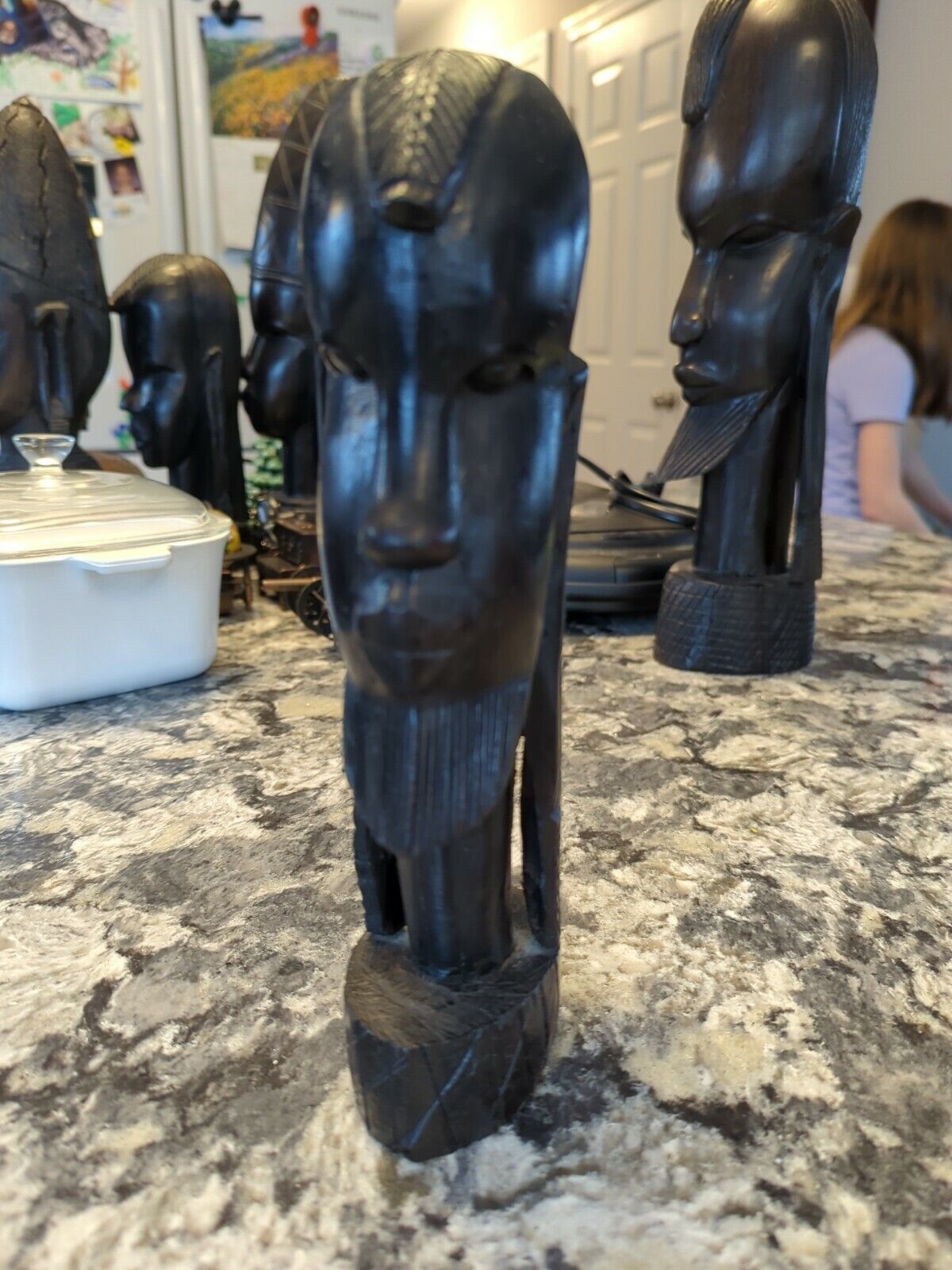 African bust hand carved Ebony Or Iron Wood carving figurine statuette G... - $21.78