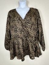 Lane Bryant Womens Plus Size 28 (3X) Animal Print Wrap Style Blouse Long Sleeve - £14.38 GBP
