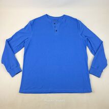 Saddlebred Mens Large Blue Flex Carbon Long Sleeve Pullover Henley Shirt - $16.99