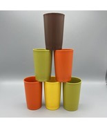 Lot of 6 Tupperware #1320 Plastic 8oz Juice Tumblers Cups Fall Harvest C... - $29.69