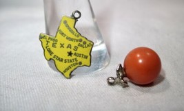 Vintage Sterling Silver Texas &amp; Georgian Peach Charms - Lot of 2 - K491 - £38.44 GBP