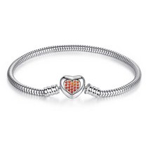 Charms Original 925 Sterling Silver Bracelets For Women Heart Love Snake Chain B - £29.87 GBP