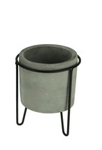 Scratch &amp; Dent Modern Cement Planter in Black Metal Stand - £20.88 GBP
