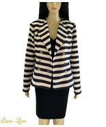 CABI CRUISE NAVY, CREAM, RED STRIPED NAUTICAL DOUBLE BREASTED JACKET BLA... - $40.00