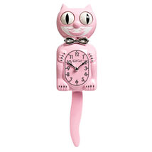 Retro Bubble Gum Pink Kitchen Edition Kit-Cat Klock Chrome bow tie &amp; clo... - $1,374.89 MXN