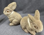 Vintage Pair Of Flocked Fuzzy Brown Bunny Rabbit Coin Banks Easter - $18.81