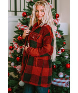Brown Fuzzy Plaid Flap Button Up Midi Coat - $695.79 MXN
