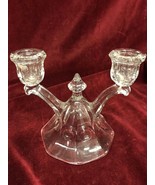VINTAGE Elegant Glass double Candelabra clear HOLLYWOOD REGENCY candle h... - £41.24 GBP