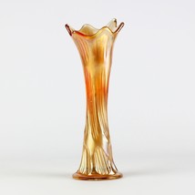 Fenton Diamond and Rib Pastel Marigold Carnival Glass Vase, Antique c.19... - $30.00