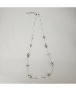36&quot; Chicos Chico&#39;s Silver-Tone Metal Long Necklace with Rhinestone Stone... - £17.79 GBP