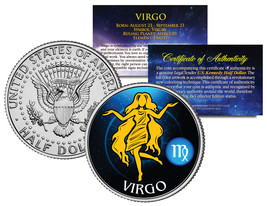 VIRGO Horoscope Astrology Zodiac Kennedy U.S. Colorized Half Dollar Coin - £6.87 GBP