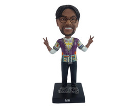Custom Bobblehead Cool dude wearing nice colorful clothing with hands making pea - £69.98 GBP