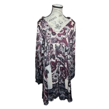 Free People Long Sleeve Paisley Boho Mini Dress Oversized Size Medium - $16.00
