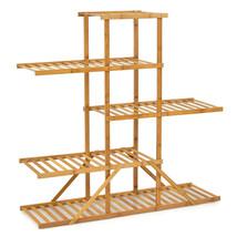 Bamboo Plant Stand 5 Tier 10 Potted Plant Shelf Display Holder Natural - £53.17 GBP