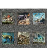 36&quot; X 44&quot; Panel Dinosaurs Dinos T-rex Jurassic Prehistoric Fabric Panel ... - $279.32 MXN