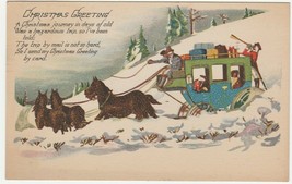 Vintage Postcard Christmas Horse Drawn Carriage 1929 - £7.11 GBP