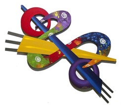 Colorful and Funky Abstract Art Wood Metal Wall Sculpture Stardust #4 by Art69 - £199.83 GBP