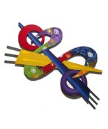Colorful and Funky Abstract Art Wood Metal Wall Sculpture Stardust #4 by... - $249.99