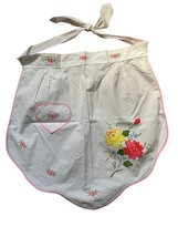 Vintage Pink and Yellow flower applique apron - £11.67 GBP