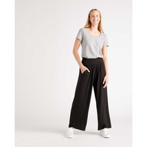 Quince Womens French Terry Modal Wide Leg Pant Fold Over Waistband Black L - £19.21 GBP