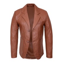 Manteau blazer en cuir marron pour hommes, veste classique à deux bouton... - £83.36 GBP