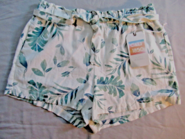 Cali 1850 shorts linen blend Large white  tropical elastic waist inseam ... - $17.59