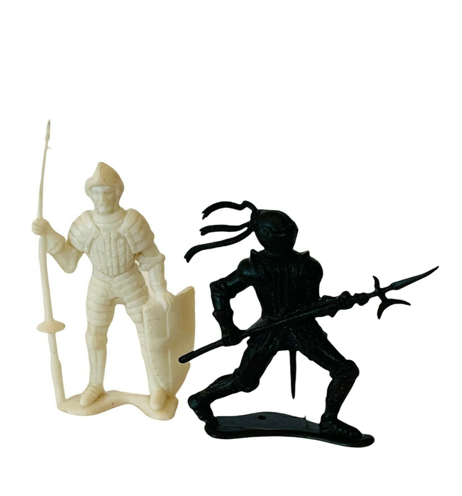 Medieval Knight vtg plastic toy figures 1960s britains marx mpc lot Black White - £10.91 GBP
