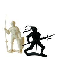 Medieval Knight vtg plastic toy figures 1960s britains marx mpc lot Black White - £10.86 GBP