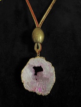 Pink Raw Quartz Stone Necklace - £59.31 GBP