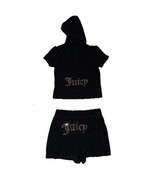Juicy Couture Velour Hoodie &amp; Shorts Tracksuit Set BLACK- Size S NEW - $2,350.82 MXN