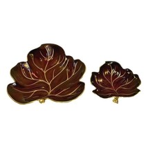 Carlton Ware Art Deco Leaf Dish Lot 2 Rouge Royal Red  Pottery Handpainted c1945 - £38.71 GBP