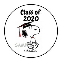 30 SNOOPY GRADUATION ENVELOPE SEALS LABELS STICKERS 1.5&quot; ROUND ANY YEAR - £6.00 GBP