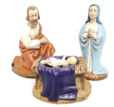 Christmas Nativity Holy Family Mary Joseph Baby Jesus in Manger Handmade Ceramic - £11.04 GBP