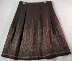 LOFT Flare Skirt Women Size 8 Brown Paisley Polyester Lined Medium Wash ... - $18.94