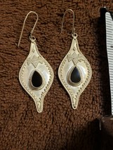 Hand Crafted Sterling Silver Dangling Earrings Black Oynx Boho Lot #10 - £9.49 GBP