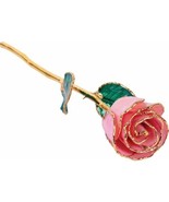 24k Gold Dipped Pink Sparkle Lacquer Real Rose Valentine&#39;s Day Holiday Gift - $121.00