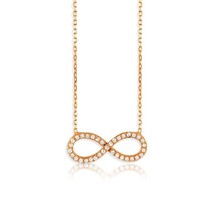 Sterling Silver Infinity CZ Necklace - Rose Gold plated - £34.27 GBP
