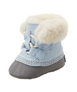 Sorel Baby Infant Fleece Lined Winter Booties Caribootie Oxygen Quarry Blue - £20.27 GBP